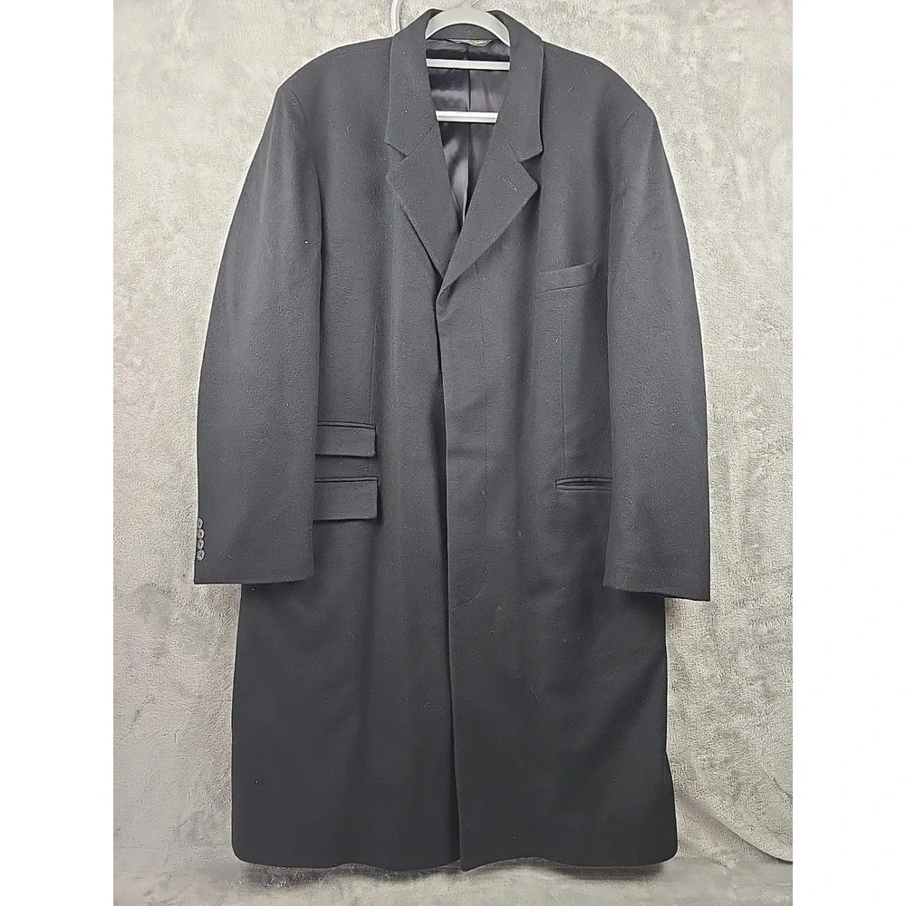 Brooks Brothers Wool Overcoat Mens Sz XL Black Long Trench Business‎